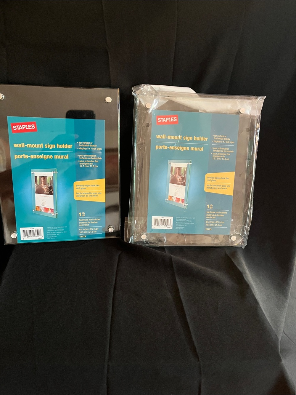 NWOT  2 Clear Acrylic Wall-Mount Sign Holders